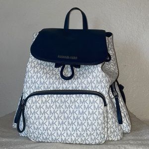 Michael Kors Navy and White Backpack